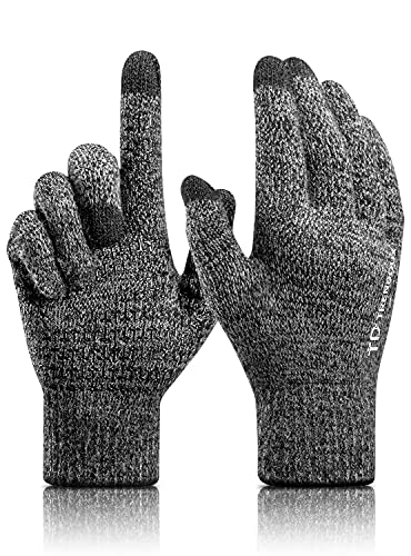 TRENDOUX Guantes invierno hombre termicos mujer, Deporte ciclismo Moto Antideslizante Conducción, Cachemir Guantes Táctil Smartphones Frio running Pantalla Móviles guantes lana Cálido - Negro/Gris XL