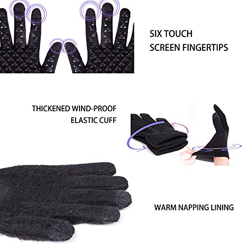 TRENDOUX Guantes tactiles y termicos para hombre y mujer en invierno - Guantes Cálidos y Antideslizantes para Aire Libre deporte running ciclismo y Escalada movil - Negro XL