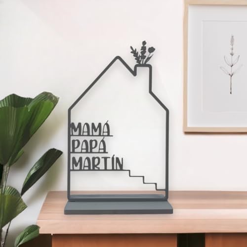 Tres Aristas Casa Personalizada con Nombres para Decoración de Hogar - Regalo Original para Parejas, Aniversarios, Dia de La Madre, San Valentín - Recuerdo único y Especial