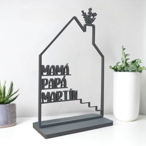 Tres Aristas Casa Personalizada con Nombres para Decoración de Hogar - Regalo Original para Parejas, Aniversarios, Dia de La Madre, San Valentín - Recuerdo único y Especial