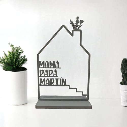 Tres Aristas Casa Personalizada con Nombres para Decoración de Hogar - Regalo Original para Parejas, Aniversarios, Dia de La Madre, San Valentín - Recuerdo único y Especial