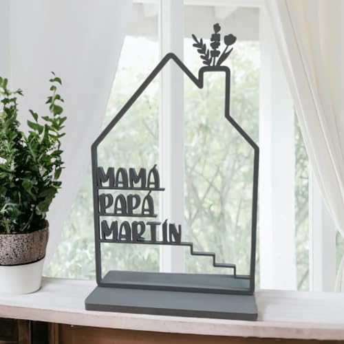 Tres Aristas Casa Personalizada con Nombres para Decoración de Hogar - Regalo Original para Parejas, Aniversarios, Dia de La Madre, San Valentín - Recuerdo único y Especial