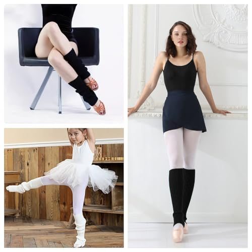 TRKETK 2 Pares Calentadores de Piernas para Mujer, Calcetines de Estribo de Invierno Calcetines de Yoga de Punto de Pie Largo de 40 cm Calentadores Largos de Neón para Yoga Ballet Latina Gimnasia