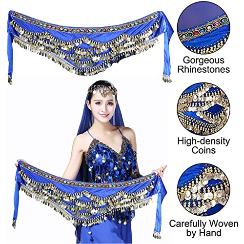 truee Pañuelo Danza del Vientre, Cinturón para Danza India, Pañuelo Profesional para Cadera, Representaciones de Cumpleaños, para Actuaciones, Fiestas, Celebraciones, Bailes de Estudio (Azul)