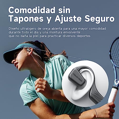 truefree Auriculares Deportivos F1 Auriculares Inalámbricos con Tecnología de Conducción de Aire,Bluetooth 5.3, Diseño Open-Ear, Resistente al Polvo y al Agua IP44