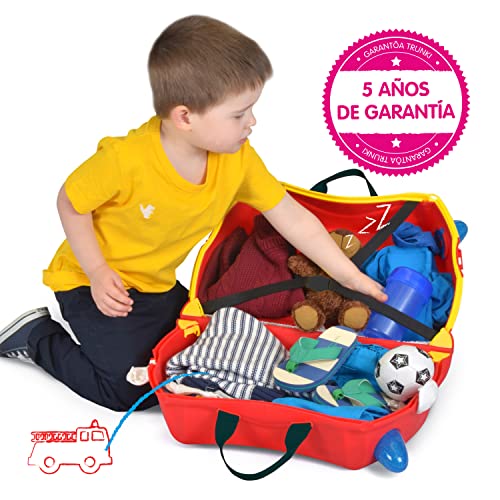 Trunki Maleta Infantil – Maleta Niño – Equipaje Infantil Cabina – Maleta Correpasillos Frank El Camión De Bomberos (Rojo)