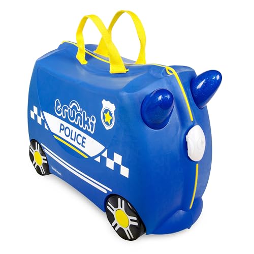 Trunki Maleta Infantil – Maleta Niño – Equipaje Infantil Cabina – Maleta Correpasillos Percy El Policía (Azul)