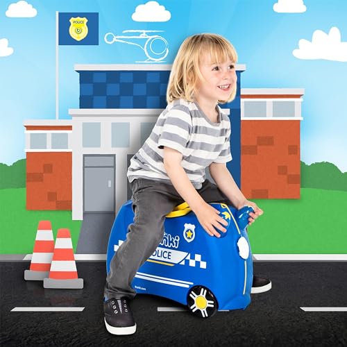 Trunki Maleta Infantil – Maleta Niño – Equipaje Infantil Cabina – Maleta Correpasillos Percy El Policía (Azul)