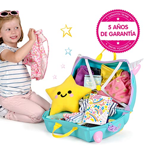 Trunki Maleta Infantil – Maleta Niño – Equipaje Infantil Cabina – Maleta Correpasillos Una Unicornio (Azul Cerceta)