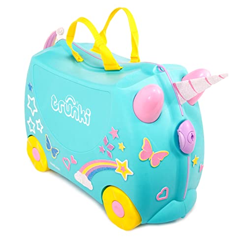 Trunki Maleta Infantil – Maleta Niño – Equipaje Infantil Cabina – Maleta Correpasillos Una Unicornio (Azul Cerceta)