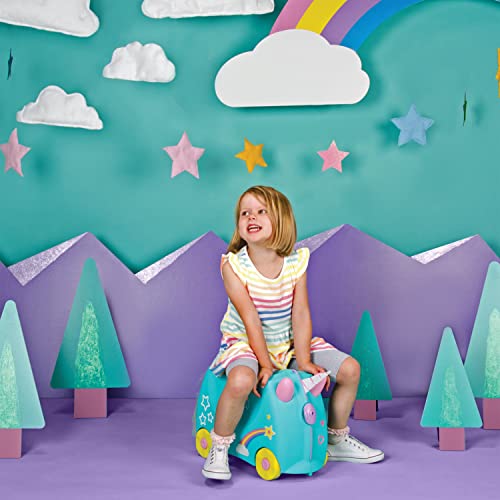 Trunki Maleta Infantil – Maleta Niño – Equipaje Infantil Cabina – Maleta Correpasillos Una Unicornio (Azul Cerceta)