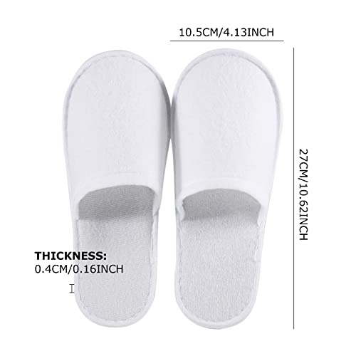 TSHAOUN 6 Pares Desechables Zapatillas de SPA, Zapatillas de Hotel, Zapatillas de Viaje, Zapatillas Antideslizantes con Puntera Cerrada Para Invitados, Hogar, Baño, Bodas (Blancas)