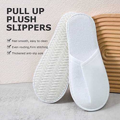 TSHAOUN 6 Pares Desechables Zapatillas de SPA, Zapatillas de Hotel, Zapatillas de Viaje, Zapatillas Antideslizantes con Puntera Cerrada Para Invitados, Hogar, Baño, Bodas (Blancas)