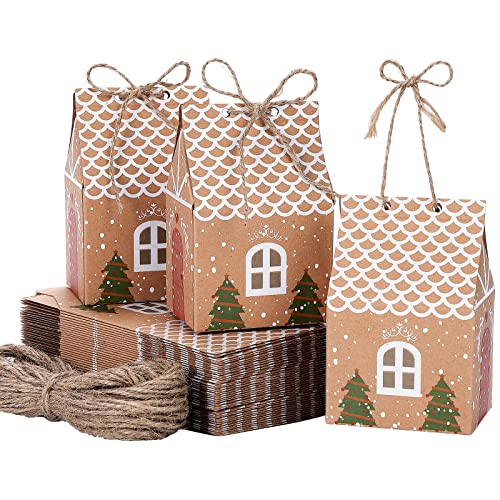 TsunNee 50 Piezas Cajas de Regalo de la Fiesta de Navidad de, Cajas de Dulces de Papel Kraft de Navidad, Bolsas de Regalos de Fiesta de Navidad, Cajas de Papel de Fiesta de Navidad