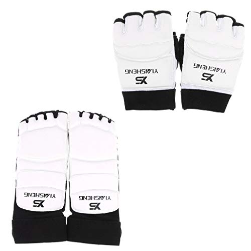 Tubayia 1 par de mitones protectores de manos + 1 par de protectores de pies para taekwondo, artes marciales, deportes de lucha