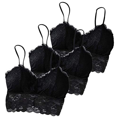 TUDUZ Sujetador Encaje para Mujeres Pack de 3 Sujetador Reductor Sujetadores Deportivo Bra Básico Lencería Conjunto Conjunto Ropa Interior Bra Bralette de Elevación(A Negro,M)