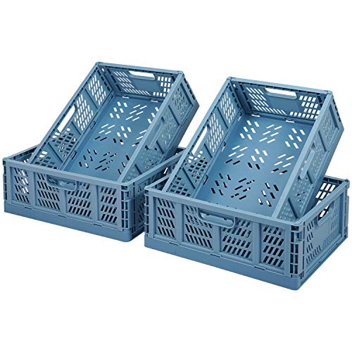 Tuevob - Caja de almacenamiento plegable de plástico para el hogar, la oficina, el dormitorio y la cocina, color azul