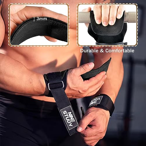 TUFA Correas de Muñeca de Levantamiento de Pesas Acolchadas,Correas de Muñeca de Gimnasia,Máximo Agarre de Mano,Correas de Estiramiento Pesado para Hombres y Mujeres,Fitness y Culturismo-Negro