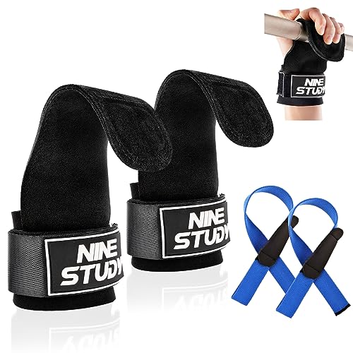 TUFA Correas de Muñeca de Levantamiento de Pesas Acolchadas,Correas de Muñeca de Gimnasia,Máximo Agarre de Mano,Correas de Estiramiento Pesado para Hombres y Mujeres,Fitness y Culturismo-Negro