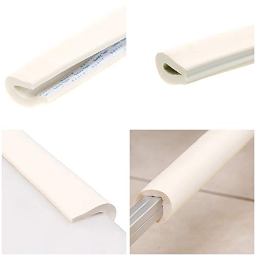 TUKA 4 Metros Protector Borde Anti-Golpe, Forma de U Espuma, anticolisión Tira para Seguridad Bebés y niños, Suave Protectores para Borde de Mesa de Vidrio, 2X 2M, Off Blanco, TKD7003 Off-White