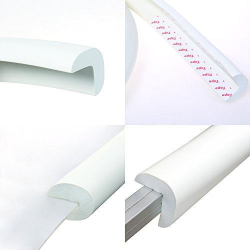 TUKA 5 Metros Protector Borde Anti-Golpe, Espuma Forma de L para Mesa , anticolision Tira para Seguridad Bebes y ninos, Suave , Extra DENSOS. Off Blanco, TKD7000-off-white