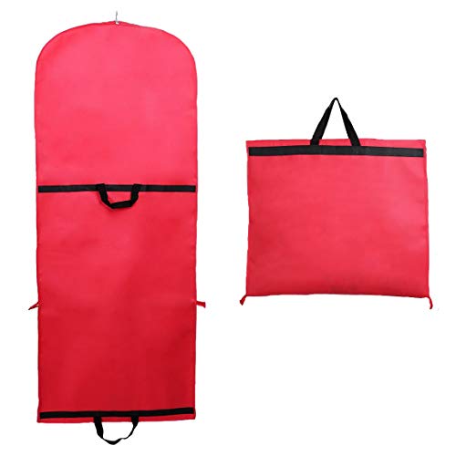 TUKA Transpirable Bolsa de Ropa, Aprox. 149 cm, con Cremallera de Calidad. para Vestidos de Fiesta, Trajes, Abrigos, 2 Bolsillos para Accesorios - Rojo, TKB1007 Red