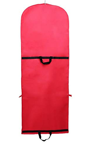 TUKA Transpirable Bolsa de Ropa, Aprox. 149 cm, con Cremallera de Calidad. para Vestidos de Fiesta, Trajes, Abrigos, 2 Bolsillos para Accesorios - Rojo, TKB1007 Red