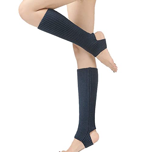 Tukistore - Calentadores de ballet para mujer, con agujero en el talón, calentadores de ballet, calentadores de piernas, calentadores de ballet, puños, talla única (negro)