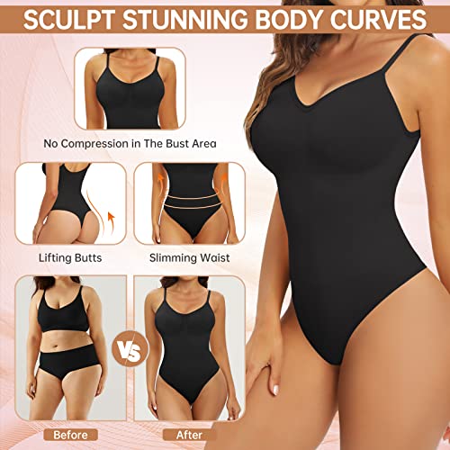 Tuopuda Body Moldeador Tanga Mujer Fajas Reductoras Shapewear Moldeadora Control de Abdomen Bodysuit lnvisible Posparto Body Reductor(Negro,S)