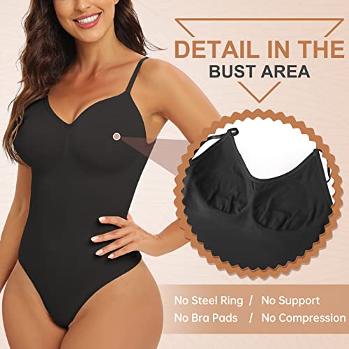 Tuopuda Body Moldeador Tanga Mujer Fajas Reductoras Shapewear Moldeadora Control de Abdomen Bodysuit lnvisible Posparto Body Reductor(Negro,S)