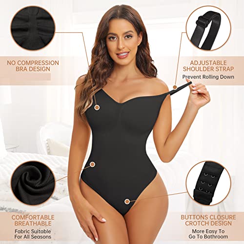 Tuopuda Body Moldeador Tanga Mujer Fajas Reductoras Shapewear Moldeadora Control de Abdomen Bodysuit lnvisible Posparto Body Reductor(Negro,S)