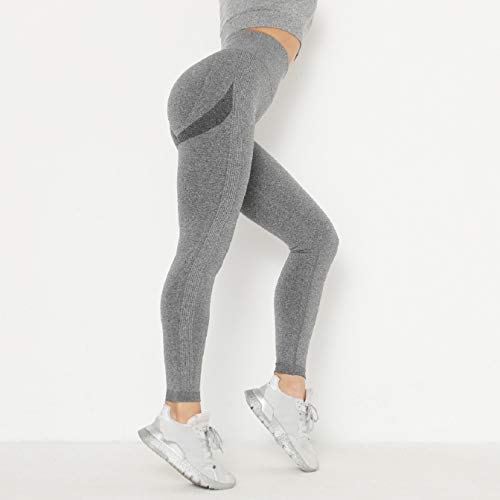 Tuopuda Leggings Push Up Mujer Compresión Elásticos Pantalón Deportivo de Mujer Cintura Alta Leggings Mallaspara Running Training Fitness Estiramiento Yoga y Pilates(Gris,L)