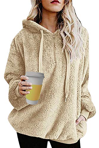 Tuopuda Sudadera con Capucha para Mujer Sudadera Caliente y Esponjoso Tops Abrigo Mujer Otoño-Invierno Talla Grande Hoodie Sudadera Mujer Cremallera De Manga Larga Moda Sudadera Tops Calle