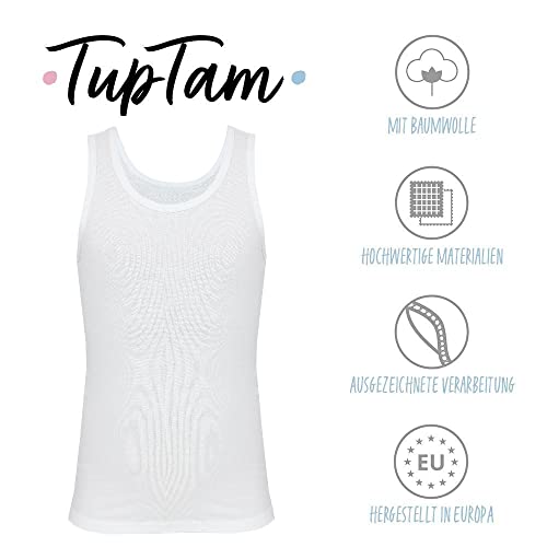 TupTam Camiseta Interior de Tirantes para Niño, Pack de 5, Blanco, 128-134