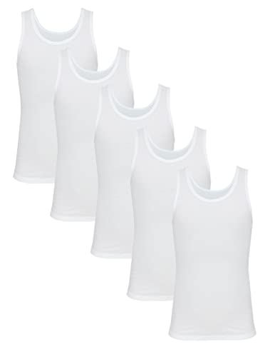 TupTam Camiseta Interior de Tirantes para Niño, Pack de 5, Blanco, 128-134