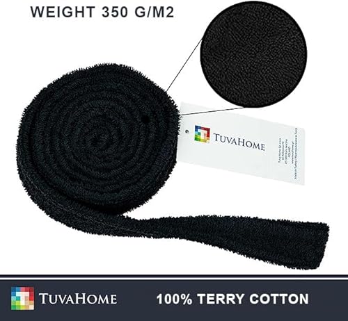 Tuva Home Cinturón Negro Para Albornoz - Cinturón De Rizo 180cm 100% Algodón - Correa Resistente Para Albornoz Calidad De Hotel - Cintura De Rizo