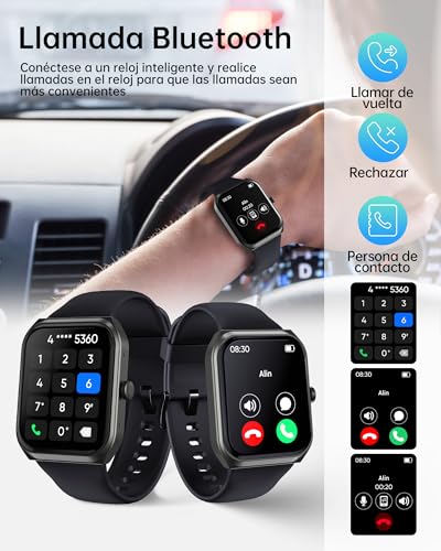 TUYOMA Reloj Inteligente Hombre - 1,91" Pantalla LCD Smartwatch Hombre Llamadas Bluetooth y Reloj Inteligente Mujer Whatsapp Alertas Información, Oxímetro, Pulsómetro,Reloj Deportivo para Android iOS