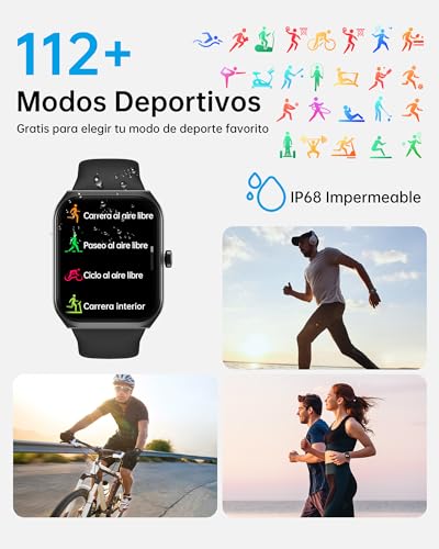 TUYOMA Reloj Inteligente Hombre - 1,91" Pantalla LCD Smartwatch Hombre Llamadas Bluetooth y Reloj Inteligente Mujer Whatsapp Alertas Información, Oxímetro, Pulsómetro,Reloj Deportivo para Android iOS