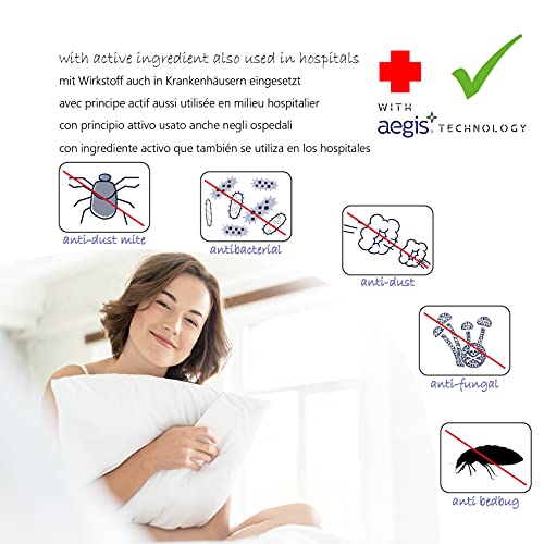 Twillie - Funda de Almohada Impermeable 50x75 cm - Juego de 2 cert. Oeko-Tex® - Aegis® – Protector de Almohada Hipoalergénico, Antiácaros, Antibacteriano, Antichinches 100% Polialgodón