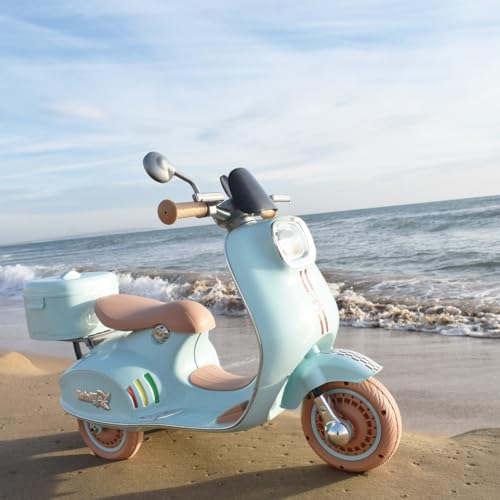 Twinly - Moto Eléctrica para niños SCOOTLY - Motocicleta Infantil con Mando a Distancia- Cargador y batería 6V hasta 40min – Acelerador de Pedal - Maletero, USB, luz y MP3 Bluetooth…