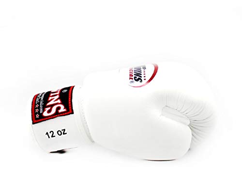 Twins Guantes para Entrenamiento y Combate de Boxeo, Muay Thai, Kickboxing, MMA (8 onzas - Blanco)