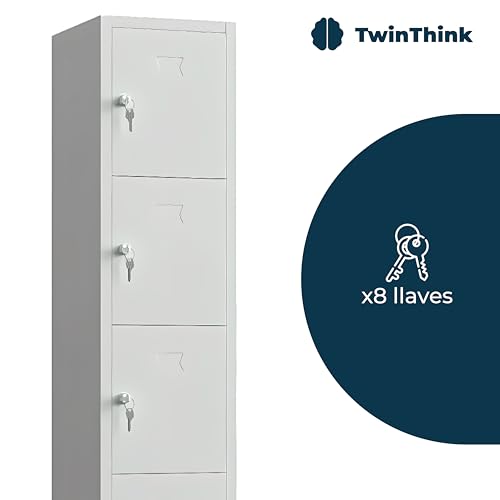 TwinThink Taquillas Vestuario. 180 x 40 x 40 cm Taquillas Metalicas de 4 Puertas Taquilla Metalica con Llave Taquillas Vestuario 4 Puertas Taquillas Vestuario Metalicas