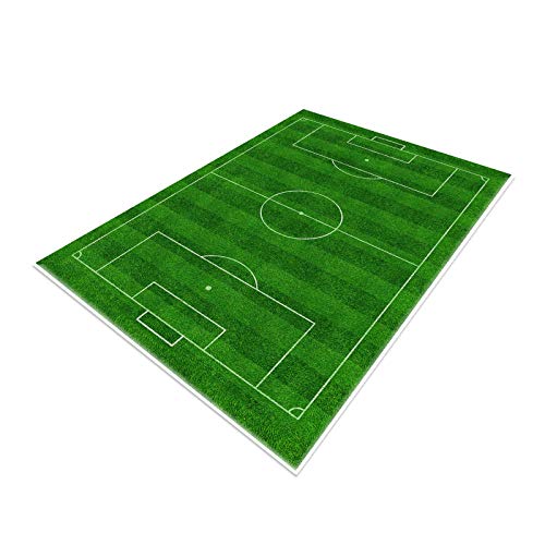 TYKTZXY Alfombra de campo de fútbol, divertida decoración del hogar, para niños y niñas, temática deportiva, color verde, 80 x 120 cm