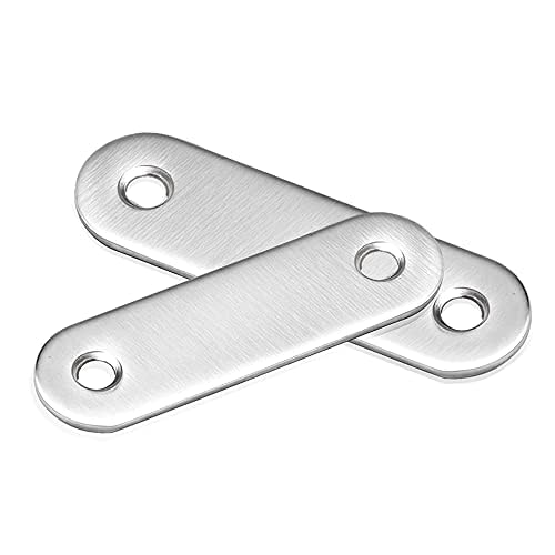 Tyzourib 20 x Placas de unión planas 56 x 16 x 1,8mm Conectores Planos Soporte de Acero Inoxidable Conectores 2 Agujeros Pletina de ensamblaje Placa perforada para Reparación Fijación Gabinete