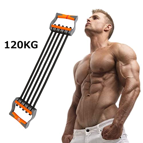 Ueasy Extensor de Pecho Ajustable, Sistema de Resistencia, Bandas de Entrenamiento de Fuerza para Gimnasio en casa, ejercitador de Entrenamiento Muscular (Negro, 120 kg)