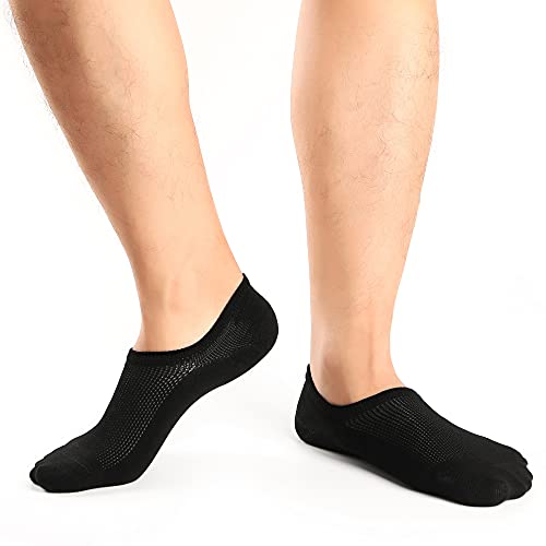 Ueither Calcetines Cortos Hombre Invisibles Respirable Calcetines tobilleros Algodón Antideslizantes (Style B-Negro (8 Pares),38-44)