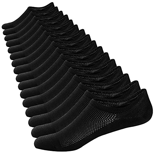 Ueither Calcetines Cortos Hombre Invisibles Respirable Calcetines tobilleros Algodón Antideslizantes (Style B-Negro (8 Pares),38-44)