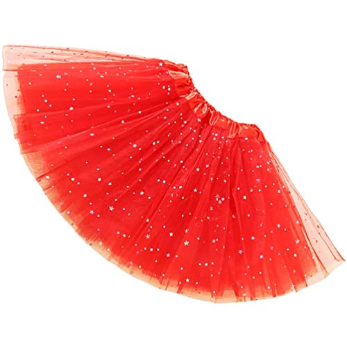 Ugitopi Niñas Sparkle Tutus Princesa Ballet Danza Capas Tul Tutu Faldas, Red