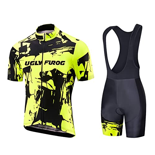 UGLY FROG Maillot Ciclismo Hombres Maillots de Bicicleta Conjunto de Jersey de Manga Corta Top MTB Manga Corta Set