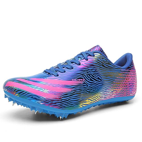 Uhclrr Zapatos De Clavos De Atletismo De Sprint, Zapatos De Atletismo, Zapatos De Clavos De Atletismo(34 EU, Blue)